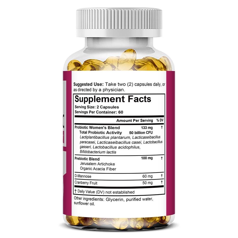 Integratore Alimentare Miscela Probiotica per Donne, Con D-Mannosio Frutti di Mirtillo Rosso