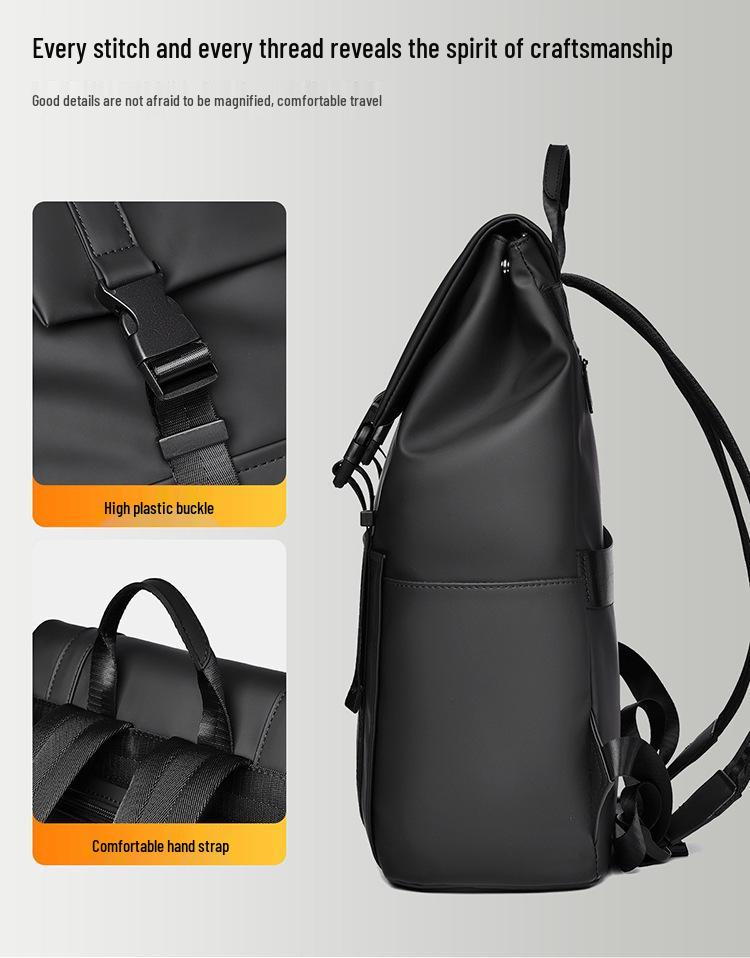 Men's High-End Business Laptop Backpack - Solid Color, Fashionable, Versatile for Students and Professionals