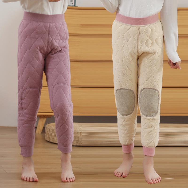 7012 Kids' High-Waisted Thermal Pants - Unisex Cotton, Winter-Ready, Thick, Warm, Cold Resistant to -20°C.