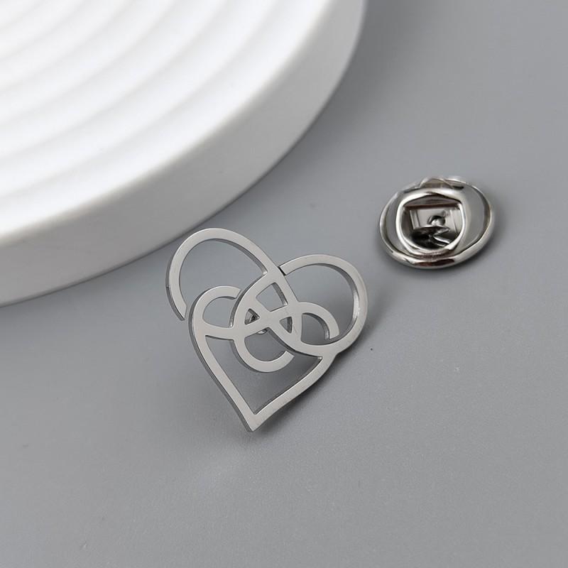 

Double Layered Heart-shaped Cross Brooch Cufflinks Personalized Creative Light Luxury Versatile Suit Shirt With Accessories 14k