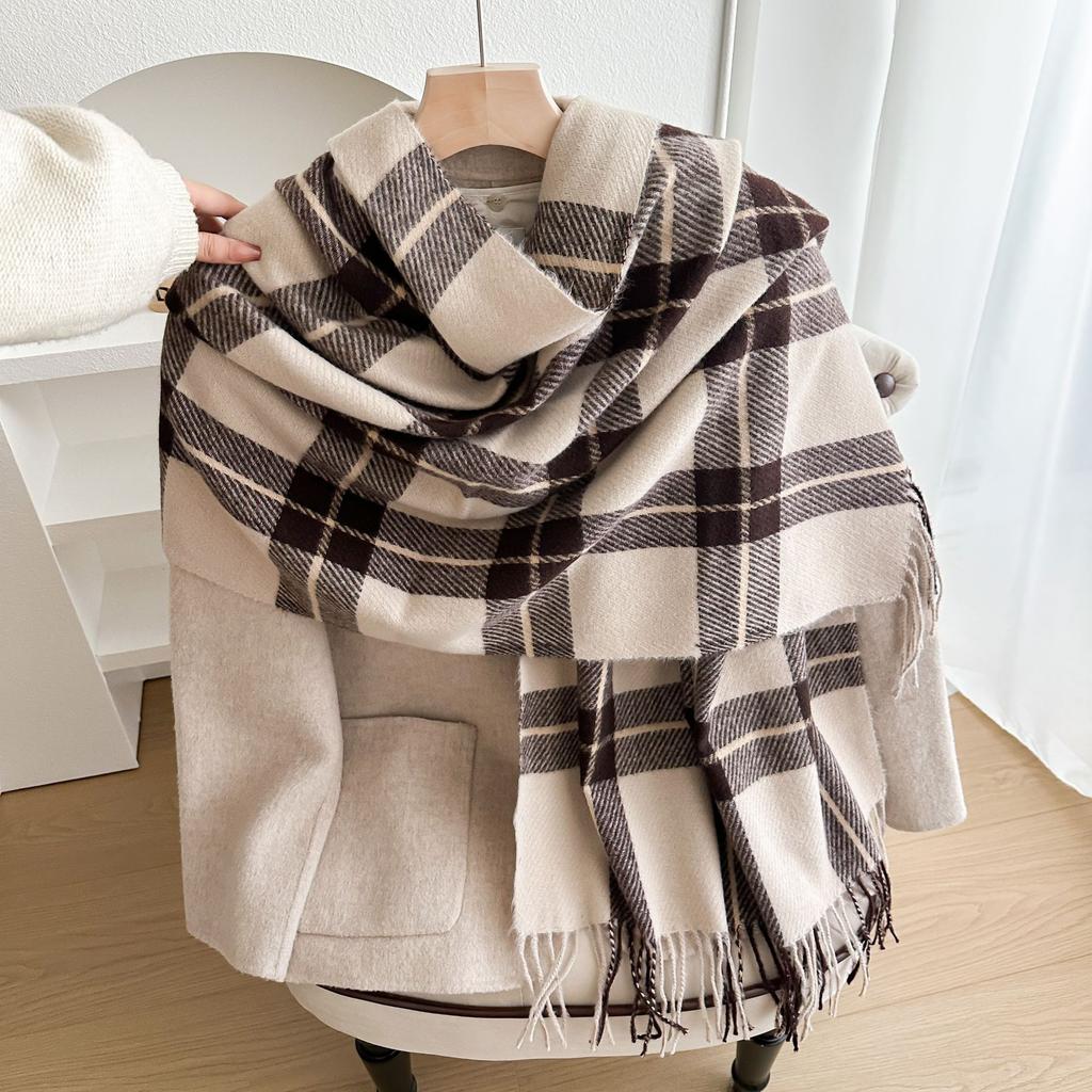 New Scarf for Women In Classic Versatile Student Thickened Long Warm Plaid Shawl for Couples
