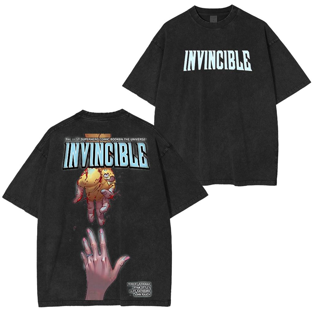 T-shirt Lavata Invincible Mark Grayson Uomo Donna Retro Lavata Oversize Streetwear Estiva Casual Larga Manica Corta Abbigliamento Femminile Maschile