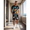 The 2025 Summer New Men's Set Features Street Casual Fashion Sportiness Softness Breathability and 3D Printing