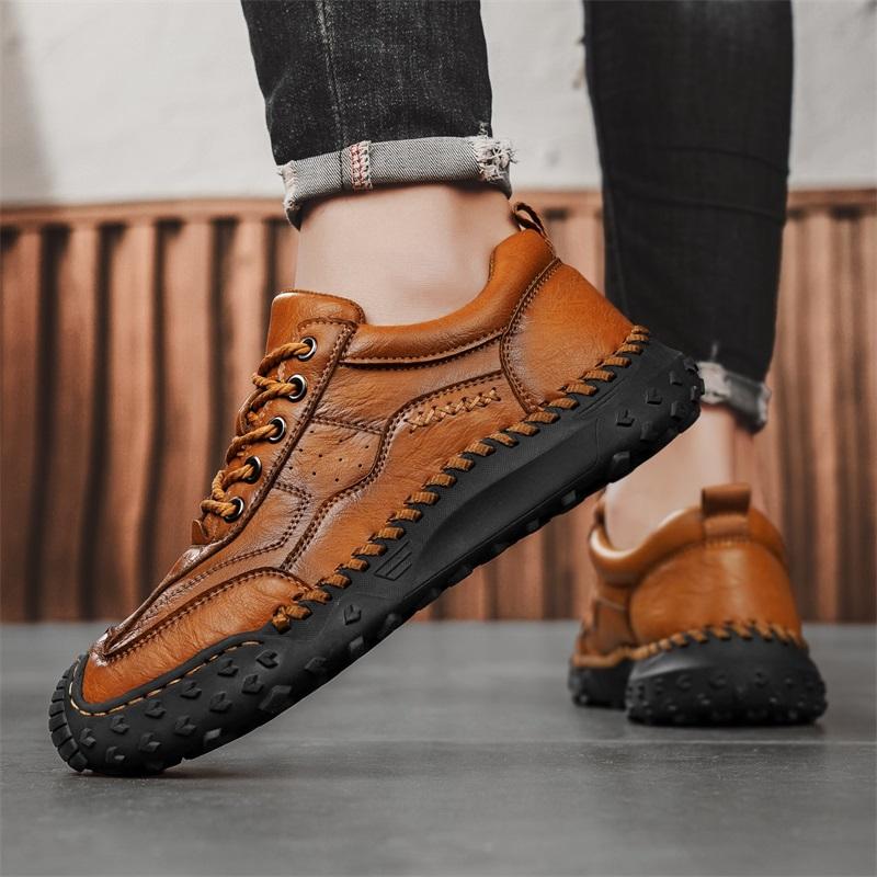 TUINANLE Casual PU Leather Men Boots Handmade Outdoor Comfortable Big Size 38-48 Business Sneakers Shoes for Men