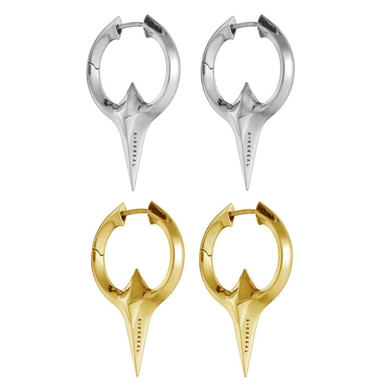 Punk Rock Men Women Taper Spikes Rivet Huggie Hoop Earrings Gold Silver Color Small Geometry Ear Hoop Jewelry Accessory