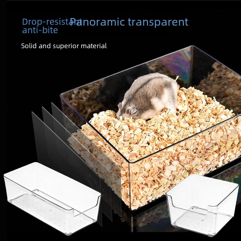 Transparent Hamstersauna: Litet husdjursbadkar med deodoriserande, rengörande funktioner & externt sandbad.