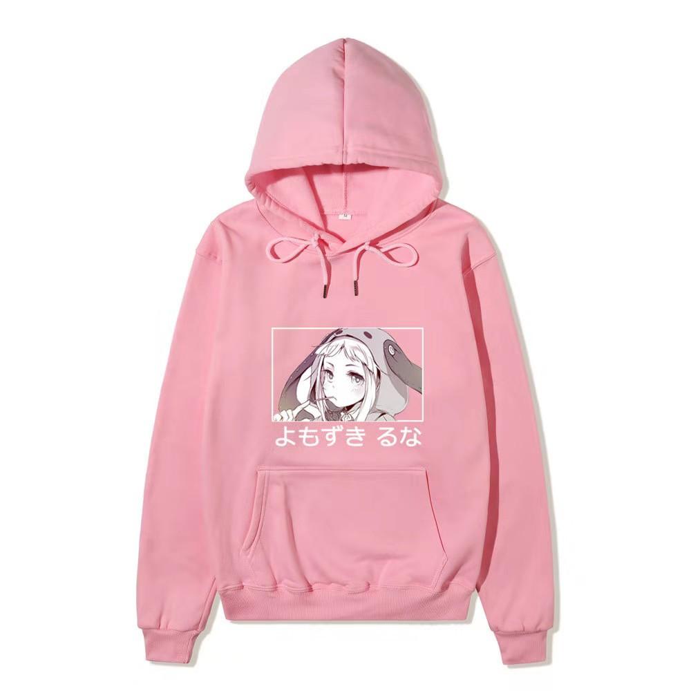 Black Warm Fleece Hooded Sweatshirt Kakegurui Compulsive Gambler Kirari Color Print Japanese Title Loose Street Hoodie