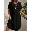 European and American Large-size Women's Clothing New Short-sleeved Solid Color Dress
