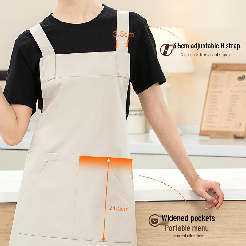 Waterproof Oxford Cloth Apron with Wear-Resistant Shoulder Strap for Milk Tea Shops, Baking, and Hot Pot Restaurants - Custom LOGO Printing Available