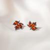 Creative Red Maple Leaf Zircon Stud Earrings Cute Rabbit Cat Rhinestone Jewelry Gift For Women Christmas Party