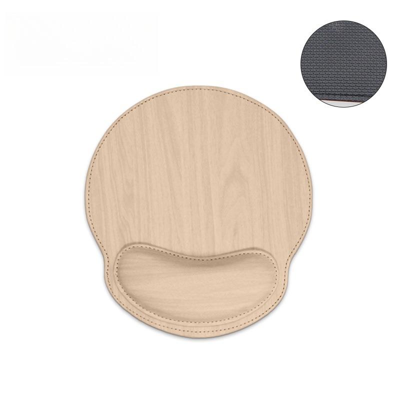 1PC Ergonomic wrist rest faux leather gaming/office mouse pad - non-slip oval desk mat with rubber base, simple wrist rest.