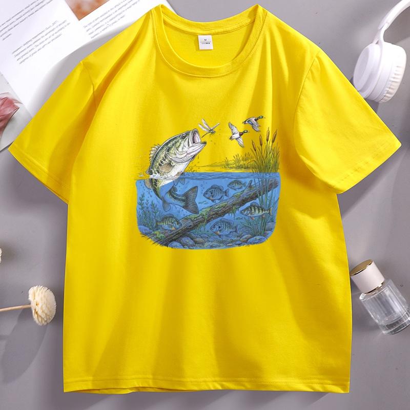 90s Bass River TShirt for Unisex Womens Unisex Graphic Tee Vintage River Wildlife Tee Cotton Short Sleeve T Shirt Summer Tops