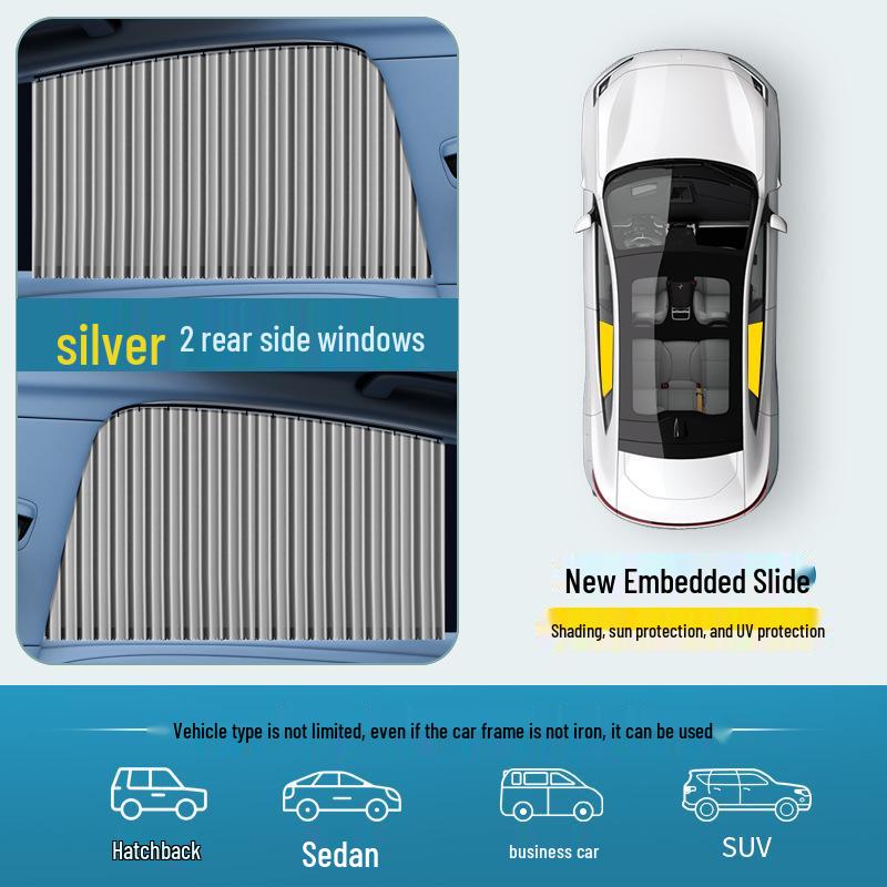 Automatic Retractable Car Sunshade with Magnetic Privacy Curtain