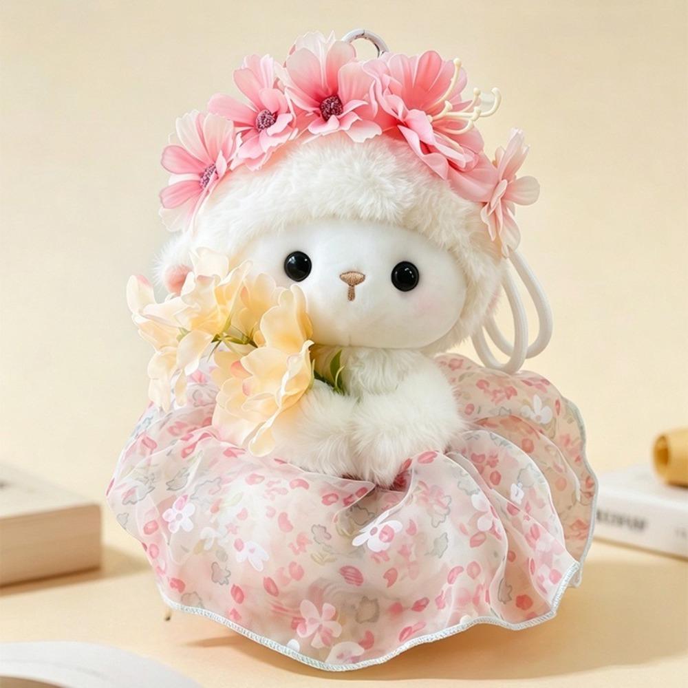 Soft Sheep Doll Keychain Plush Backpack Pendant Ornament Cute Bag Hanging Decor Bag