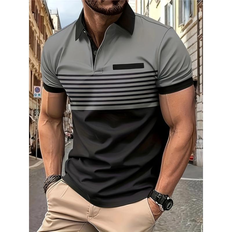 Men's Casual Polo Shirt Digital Printed Short Sleeve Polo
