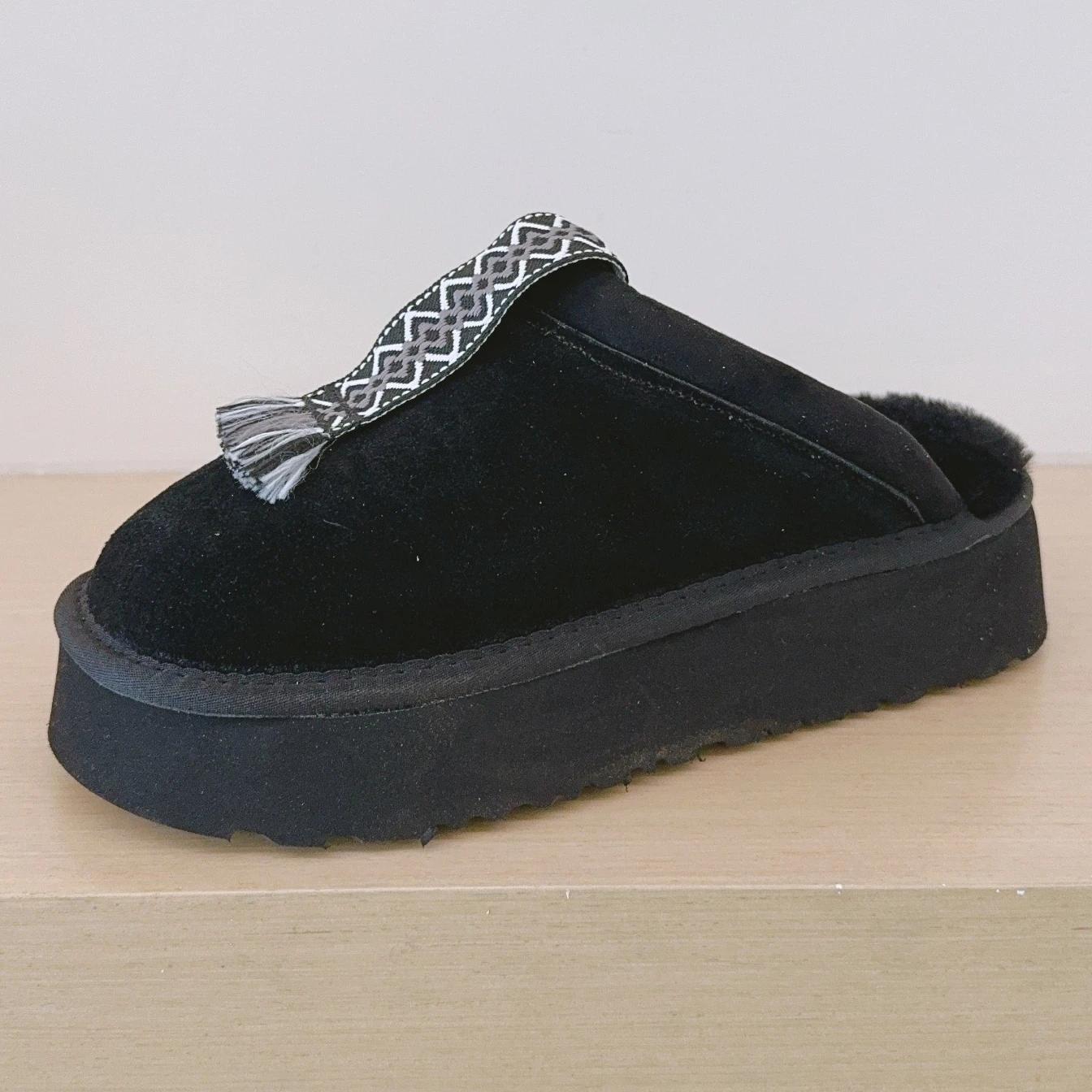Winter Dames Heren Mode Echt Leer Huis Platform Slippers Klassiek Dikke Zool Casual Binnen Warme Schoenen 2027 Nieuwe Sneeuwschoenen 42