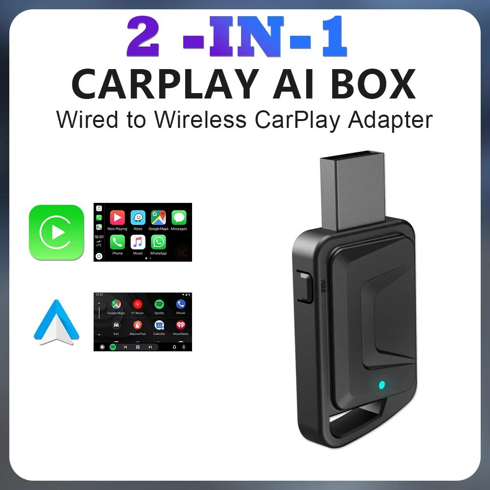 2 in1 Wired to Wireless CarPlay Android Auto Adapter for OEM Car Stereo With USB Dongle Smart Mini Box Plug and Play Bluetooth