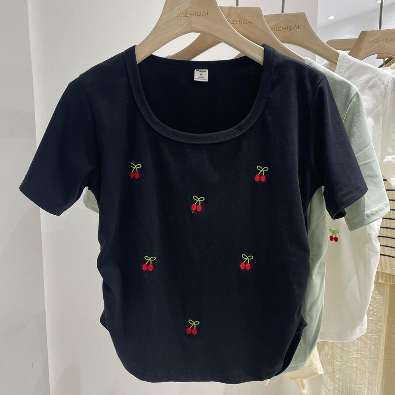 Summer New Sweet Loose T-shirt Slimming Embroidered Versatile High-end Women's Top