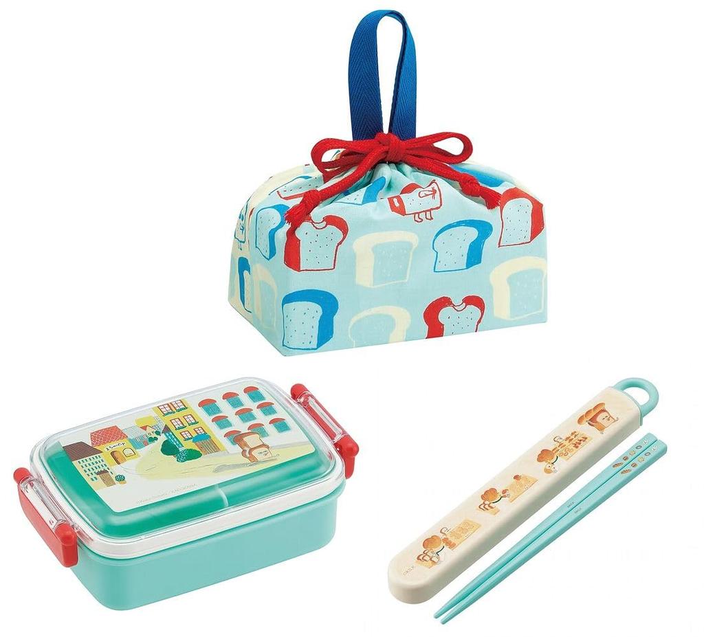 Pan Dorobo Bento Box, Fluffy Serving, Antibacterial, 450ml, Slide-out, Chopstick Case, Drawstring Bag, Microwave and Dishwasher Safe, Made In Japan