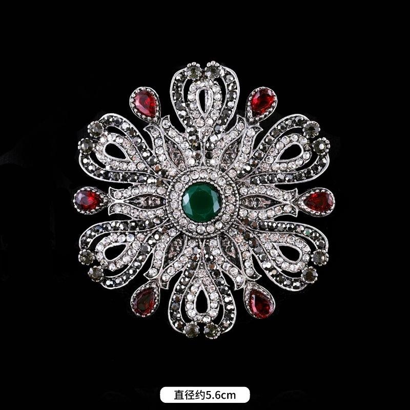 Fulok Court Brooch Femininity Metal Crystal Badge Pin Suit Coat Accessories