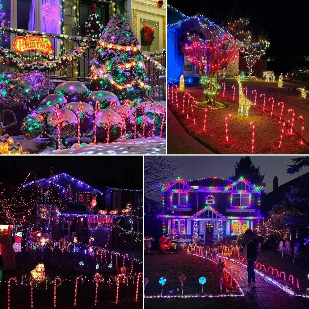 Weihnachtsdekorationslichter für den Außenbereich, Weihnachts-Zuckerstangenlichter für draußen, wasserdichte Weihnachtsdeko für Neujahr, Hof, Garten, Gehweg