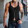 Sommer Herren Ärmellos Unregelmäßig Lässig Eng Anliegend Gerippt Tanktops Unterhemden