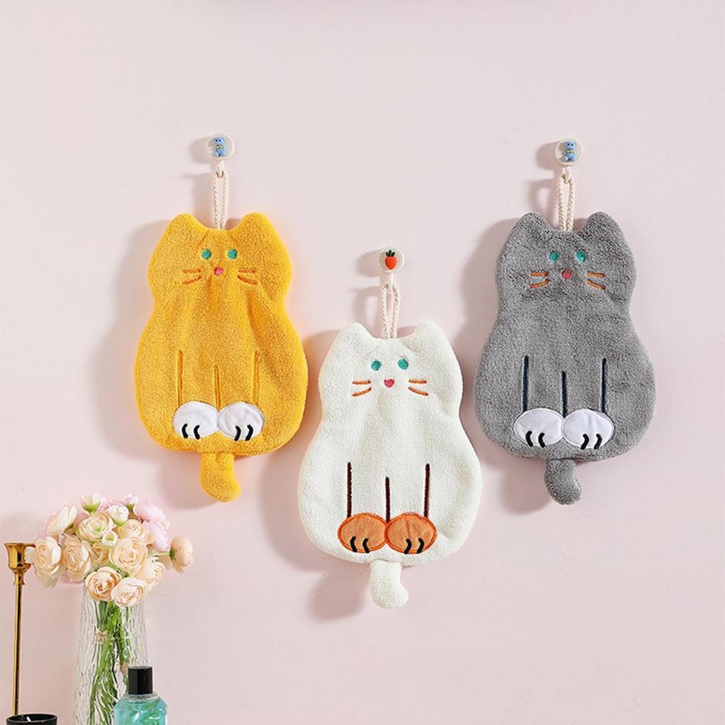 Cute Cat Patterneds Children Hand Towels Microfiber Absorbent Quick Drying Hanging Washcloths