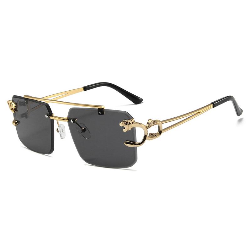 New Fashion Leopard Sunglasses Men Square Uv400 Sun Glasses Women Rimless Vintage Brand Designer Eyewear