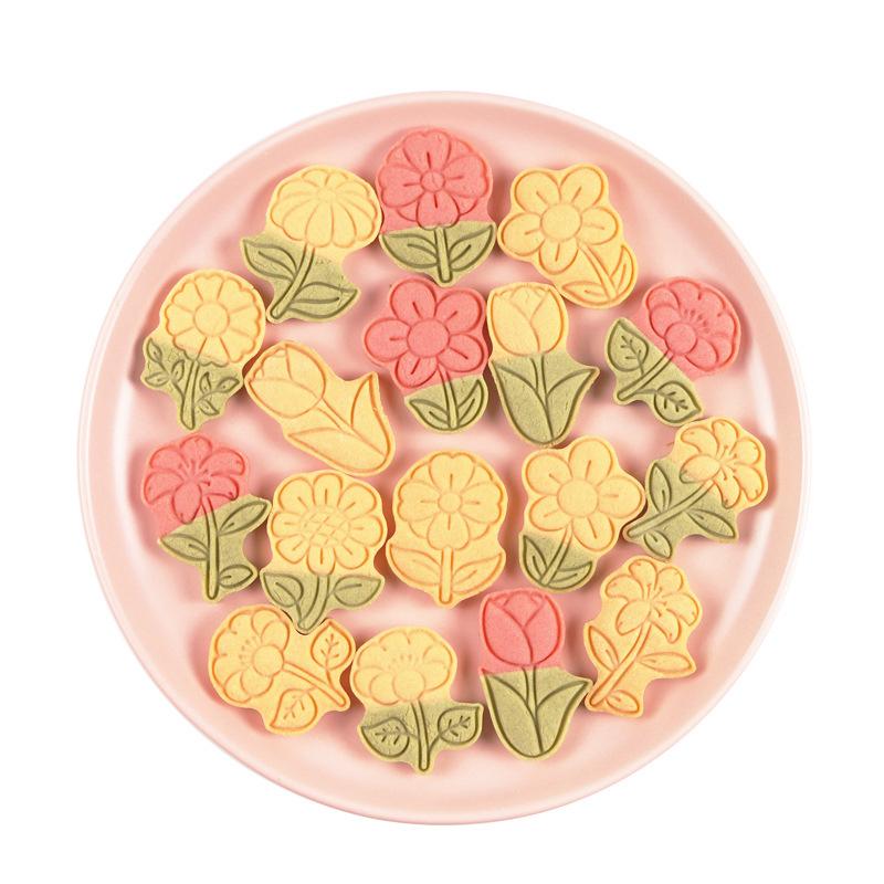 8-teiliges Set Blumenform Ausstechformen Stempel Cartoon Pressbare Keksform Süßwaren Keks Küche Backgebäck Werkzeuge
