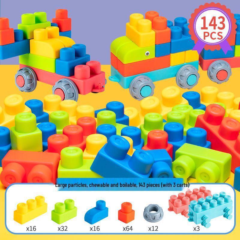 Large Soft Rubber Baby Building Blocks - Safe for 1-2 Year-Olds