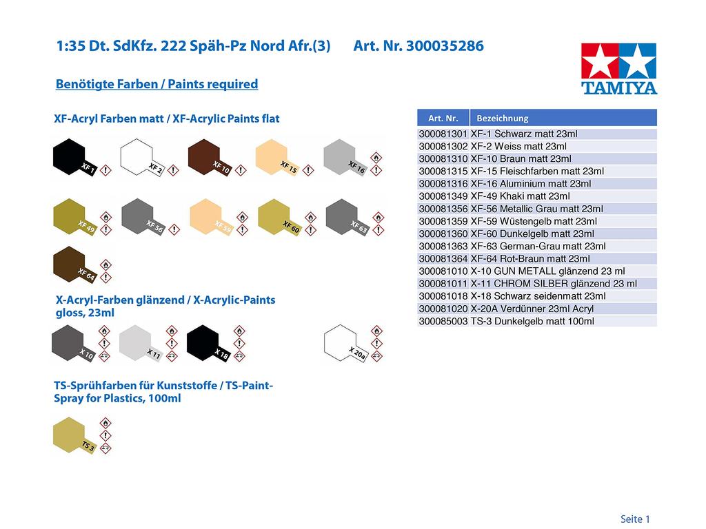Tamiya Military Miniature Series 286 German Army Armored Reconnaissance Vehicle North African Campaign Plastic Model Kit 35286 1/35 No. 4-wheeled