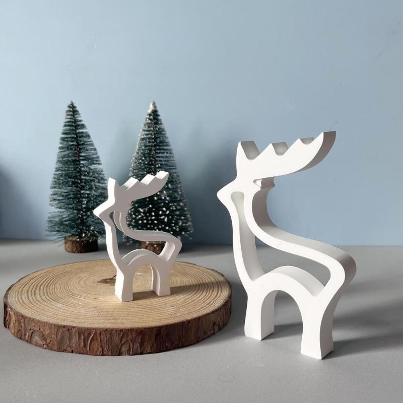 Reindeer Figurine Silicone Mold Christmas Candle Silicone Mould for Epoxy Resin Making Candle Soap Festival Decoration