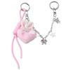 Bows Keyring Creative Car Key Chain Heart Keychain Braided Rope Keychain Ornament Plush Pompoms Bag Charm for Backpack