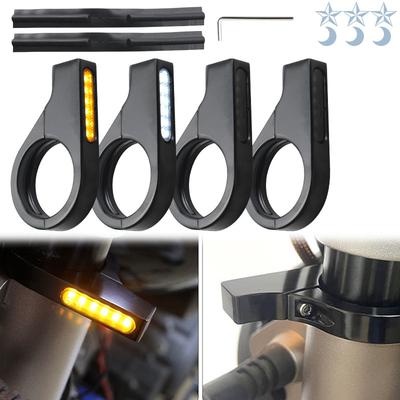 Suitable For Motorcycle 41Mm Front Fork Snap-In Turn Signal Aluminum Alloy Led Yellow Light Signal Turn Light 12V