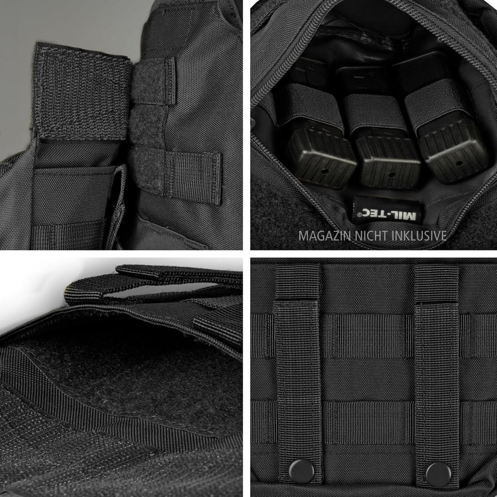 MIL-TEC Drop-Down Pouch with MOLLE System, Plate Carrier Vest Compatible, ID Patch - BLACK