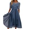 Dress Chiffon Splicing Lace Hollow Dress Bridesmaid Evening Dress Women's Clothing