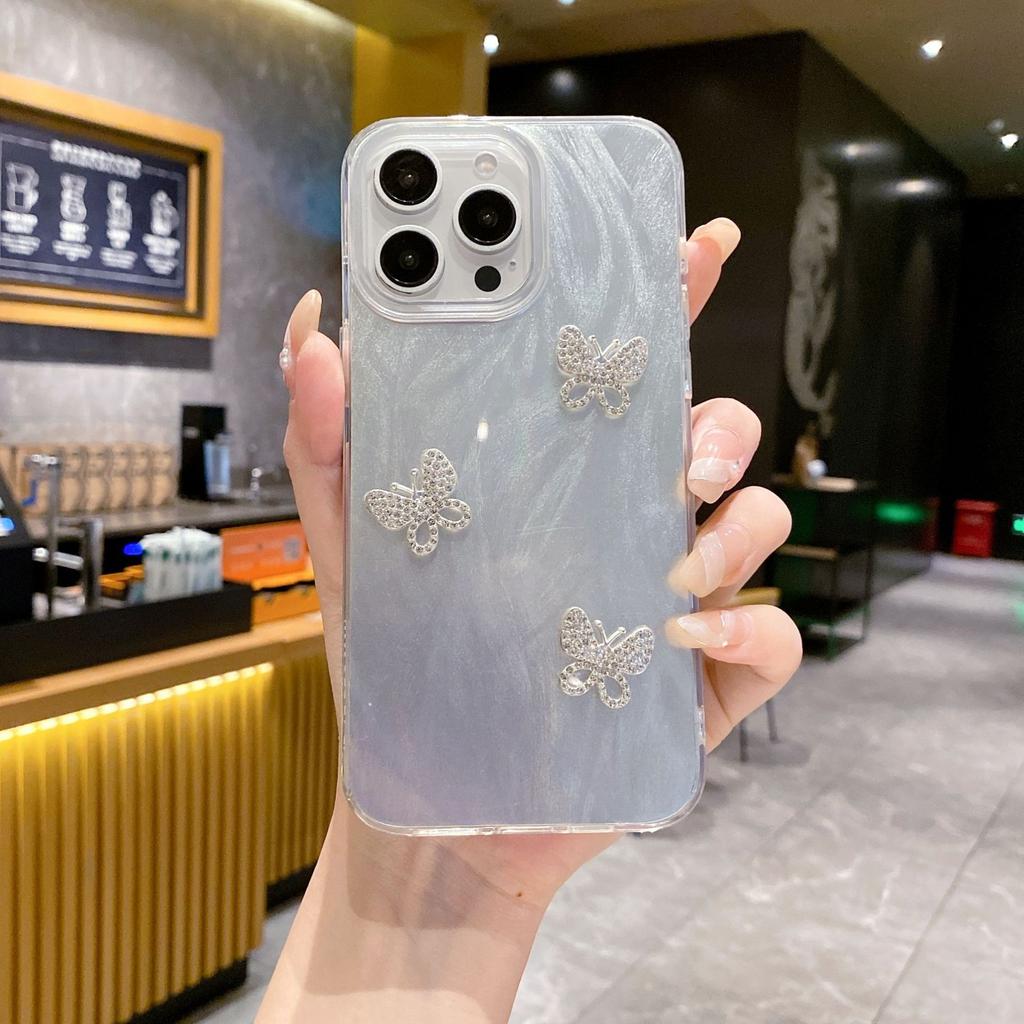 Premium silver feather yarn love is suitable for Apple 15 mobile phone case, simple iPhone13promax three-dimensional creative tide case
