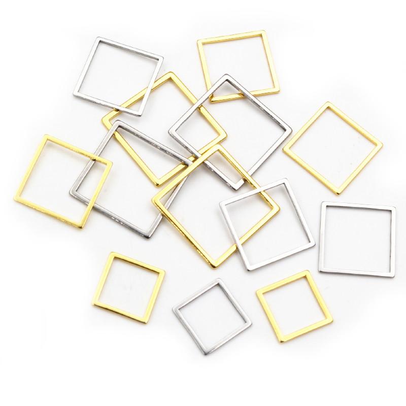 20pcs Stainless Steel Hollow Square Frame Pendant Charms Open Pressed Resin Frame Mold Bezel DIY Jewelry Making Accessories