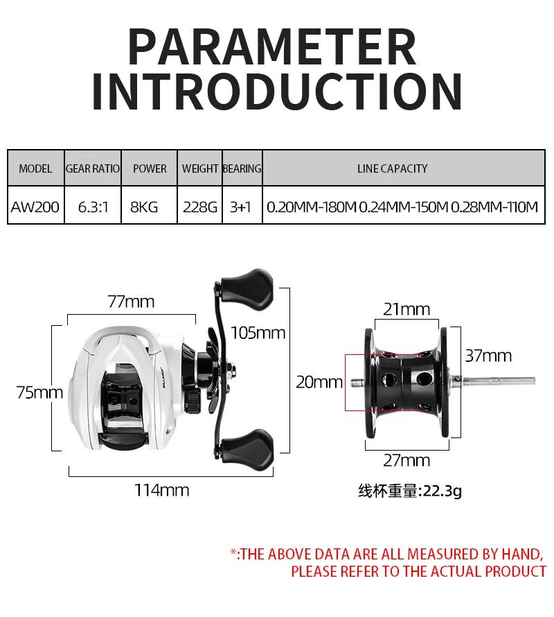 AW 200 Series Universal Micro Spinning Reel 6.3:1 Gear Ratio 18 Lbs Max Stopping Force Lightweight Line Cup Bait Fishing Reel for Fresh and Salt Water