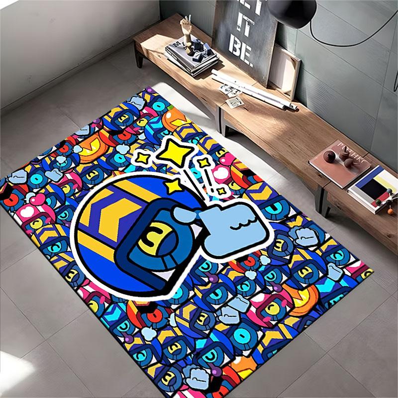 Cartoon Robot Pattern Carpet suitable as a non-slip mat for the living room or bedroom sofa