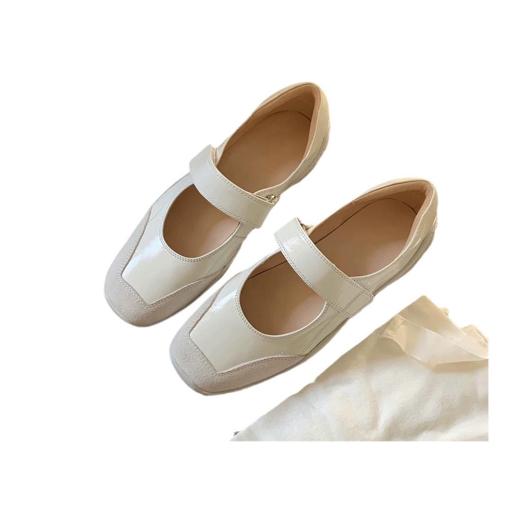 Sheepskin Version~ Velcro Soft Functional Wind Mary Jane Shoes Women's Lazy Leather Platform Single Shoes Loafer Small Leather Shoes