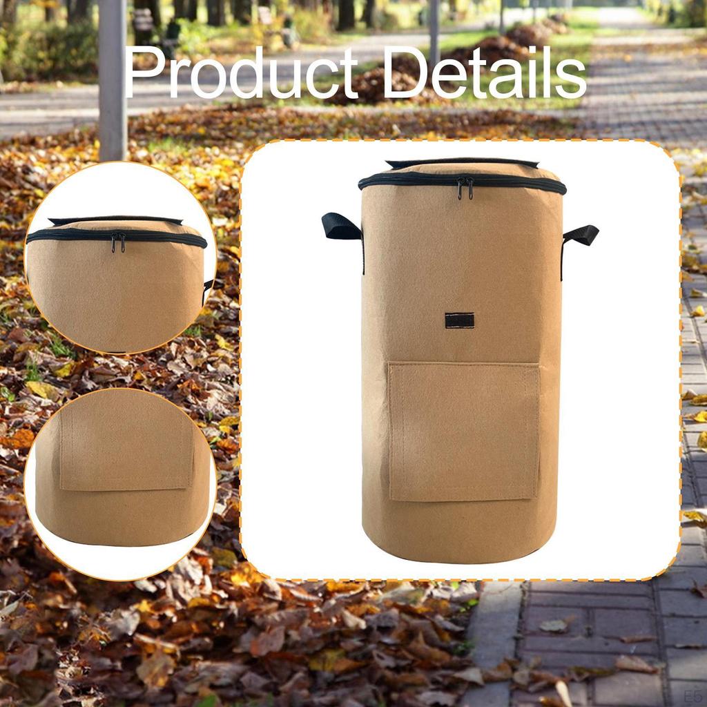 Worek na kompost Pojemnik Ogrodowy Liść z Zamkiem Błyskawicznym i Uchwytem do Kompostowania