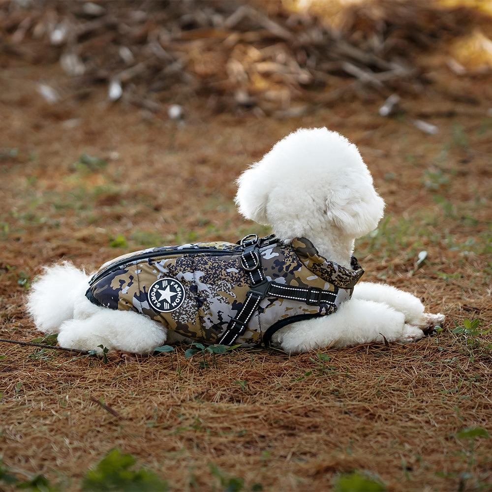 Winter Dog Clothes Outdoor Thickened Warm Pet Cotton-Padded Clothes Reflective Webbing Cotton Vest Chest Back