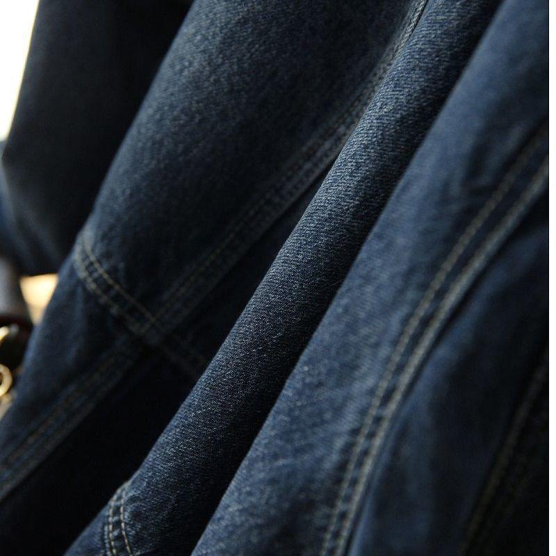 Tiefblaue Jeansjacke Vielseitige Damen Frühling Herbst Lockere Schlankmachende Kurze Jacke,