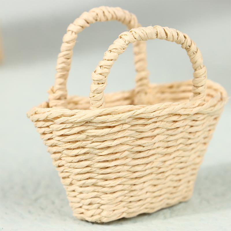 Mini Căsuță de Păpuși Drăguță Cadru Rattan Coș Împletit Manual Jucării Drăguțe Păpuși Decorațiune Miniatură