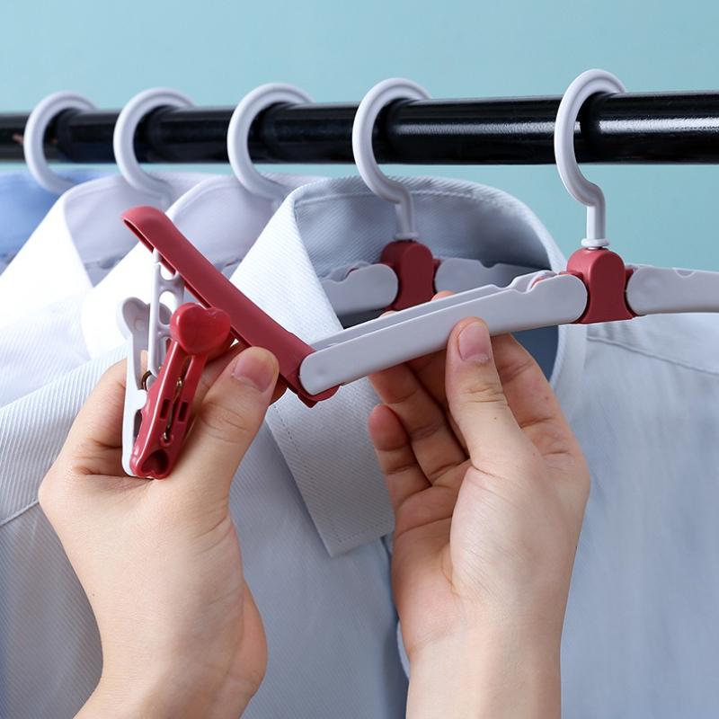 1PC Multifunctional Windproof Drying Rack with 2 Clips for Clothes Underwear Socks Candy-Colored Plastic Clothes Hanger