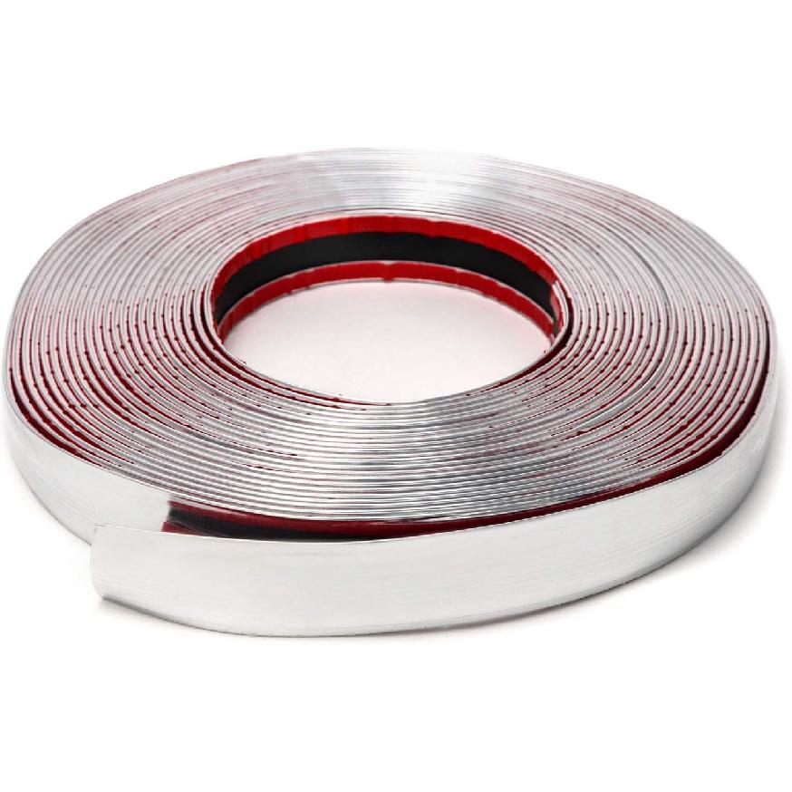 QWORK 1" Wide 40 Feet Chrome Molding Trim, Car Auto Truck Side Exterior Edge Lip Protect Sticker DIY Exterior Decoration For Bumper Door Guard