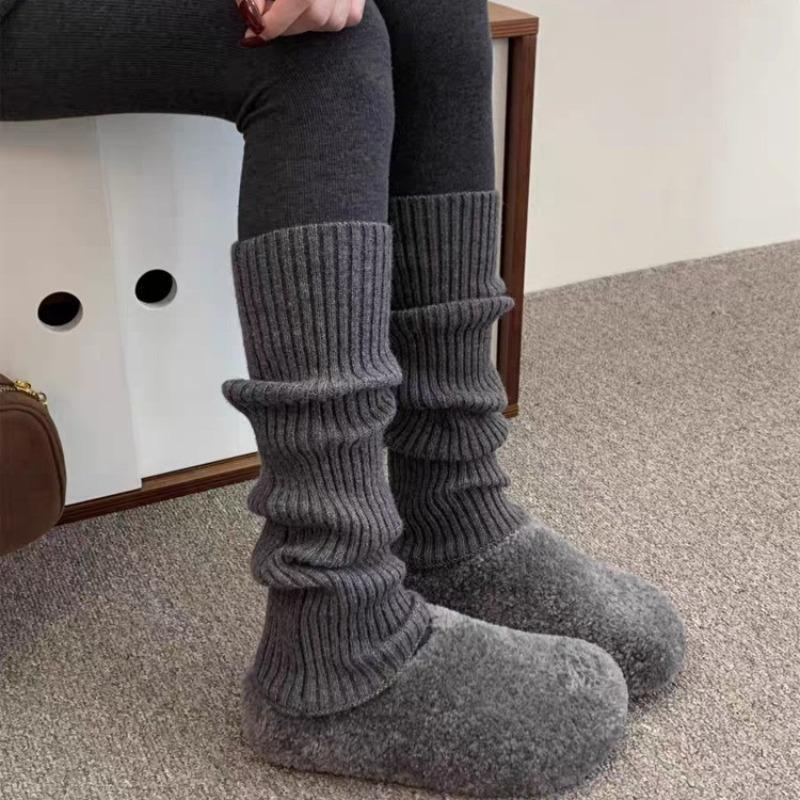 Autumn Design Women's Mules Slippers Platform Flats Outdoor Slides Fashion Slip On Woolen Fabric Shoes