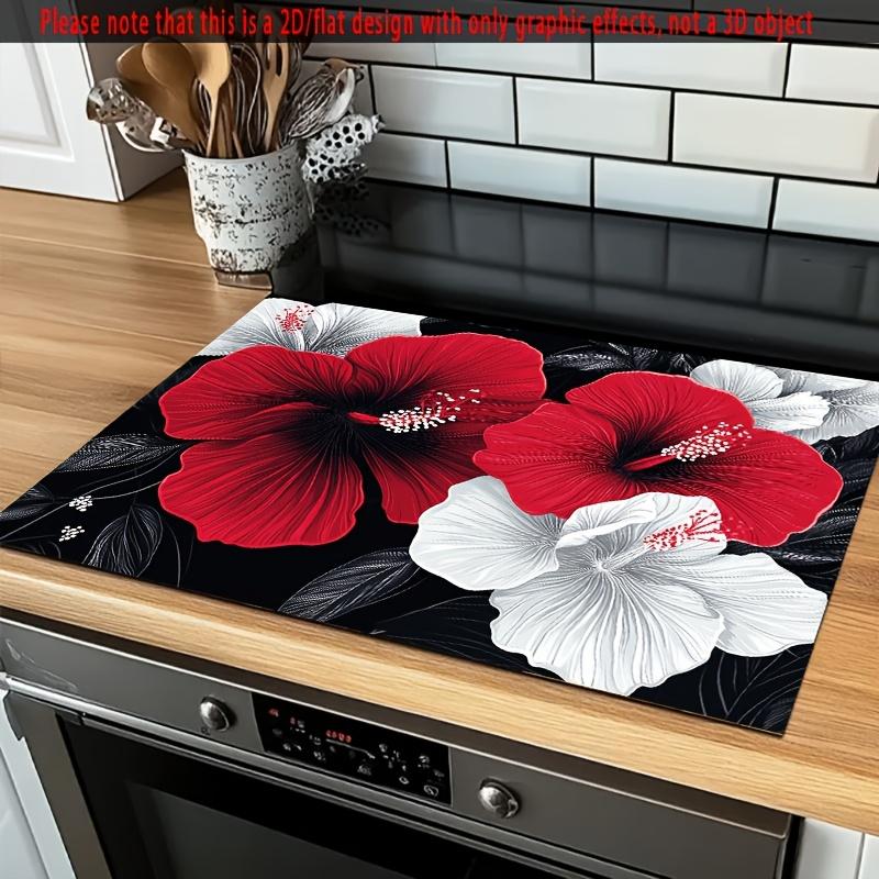 1Pcs Rubber Drying Mat With Floral Print For Coffee Shop Restaurant Kitchen Carpet Tableware Durable Diatom Mud Table Mat Pet Mat Coffeeware