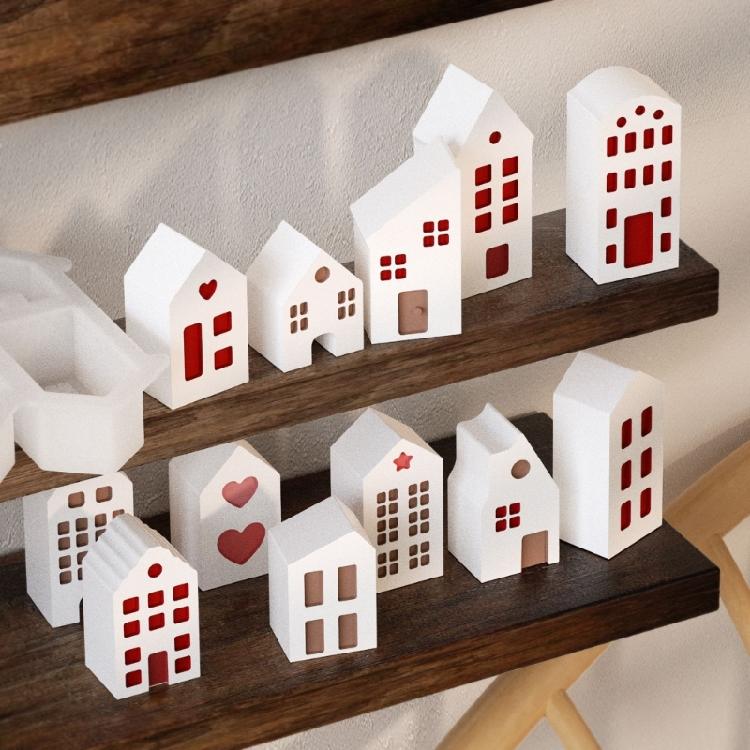 Handgemachte Hausform Anhänger Schlüsselanhänger Formen Stilvolles Robustes Silikon Set Zubehör für Bastelbegeisterte Täglichen Gebrauch